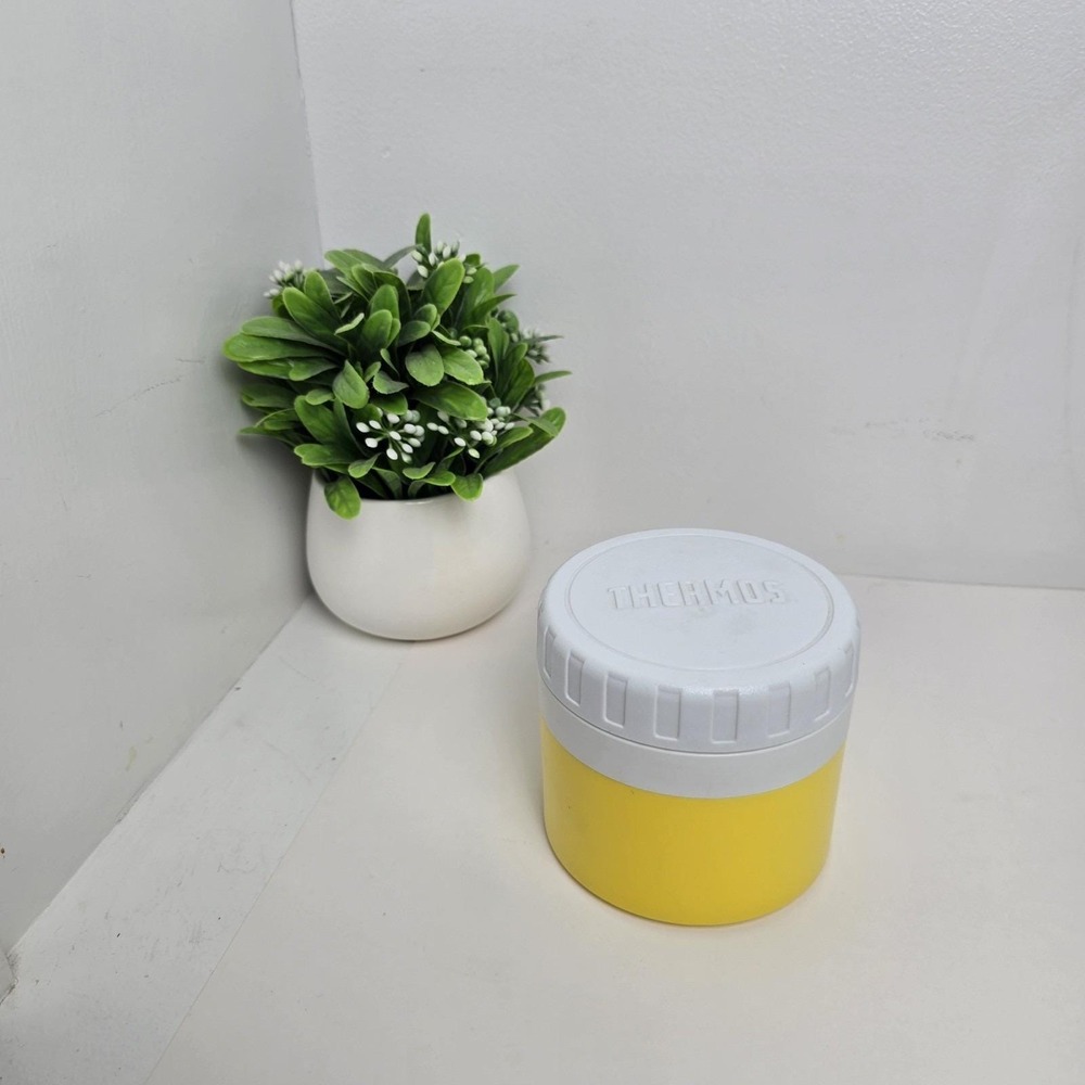 Vintage THERMOS 1155 Insulated Food Soup Drink Jar Retro Yellow 1970s USA
